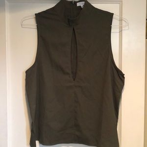 Army Green top with slit, size L